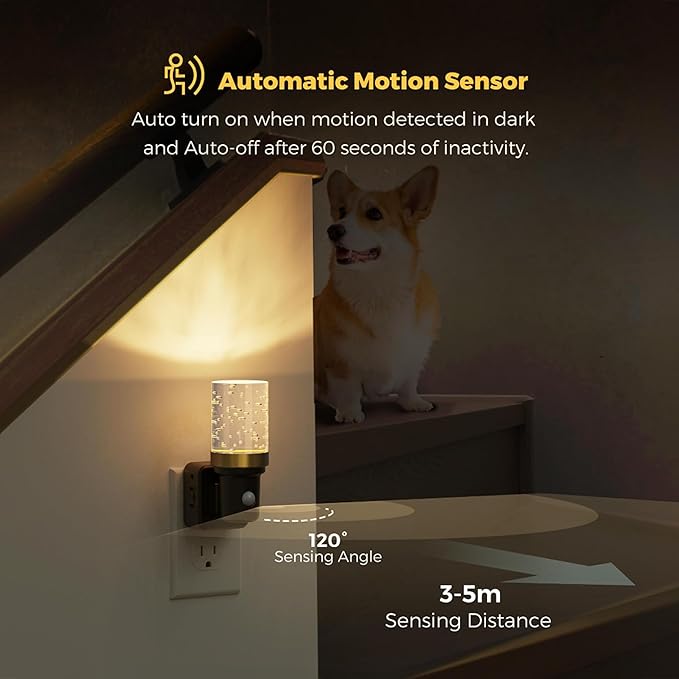 L LOHAS LED Motion Sensor Night Light, Motion Activated Night Lights Plug into Wall, 0-100LM Dimmable Nightlight, 180°Rotatable Plug in Night Light, 1W LED Bubble Nightlights for Bathroom Adults