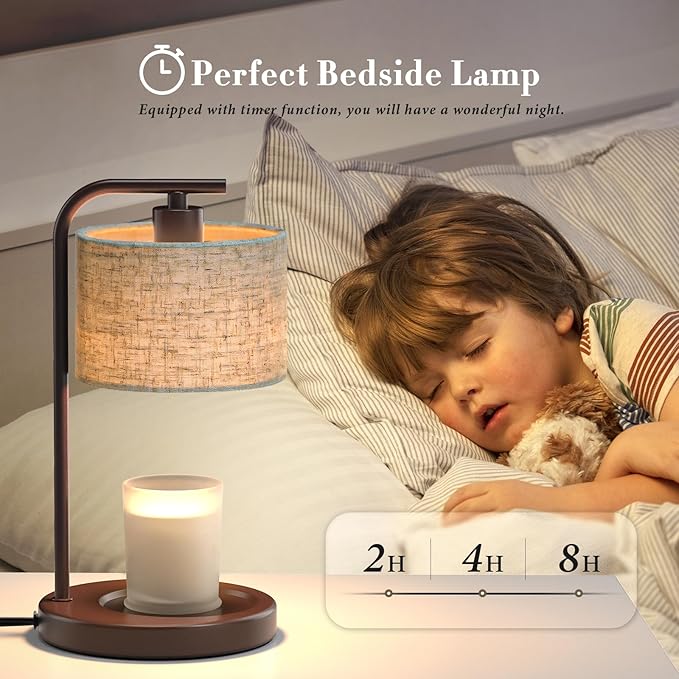 Brown Candle Warmer Lamp with Timer Dimmer, Electric Candle Warmer Wax Heater, Birthday Gifts for Women Her, Mom, House Warming Gifts New Home