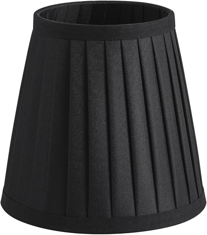 5 Pack Black Silk Pleated Chandelier Shades, 4" Top x 6" Bottom x 6" High, 4x6x6 Inch Clip On E12 Bulb, Pendant Light Wall Sconce Lamp Shades, Silk-Pleat Handmade Barrel Lampshade Covers(Large Size)