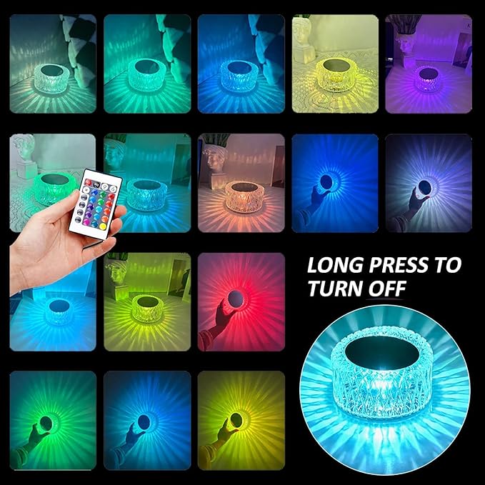 Crystal Lamp, Crystal Table Lamp Rose Crystal Lamp USB Diamond Table Lamp 16 Color Changing Touch Crystal Lamp (A)