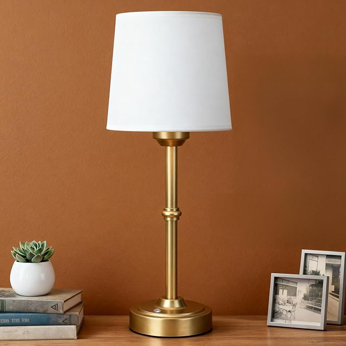 Cordless Table Lamp Rechargeable, Portable Battery Operated Light for Bedroom Living Room, 6000mAh Fabric Shade Desk Lamp 3000K Eye-Caring Home Decor for Dining Balcony Patio Counter Nightstand Hotel