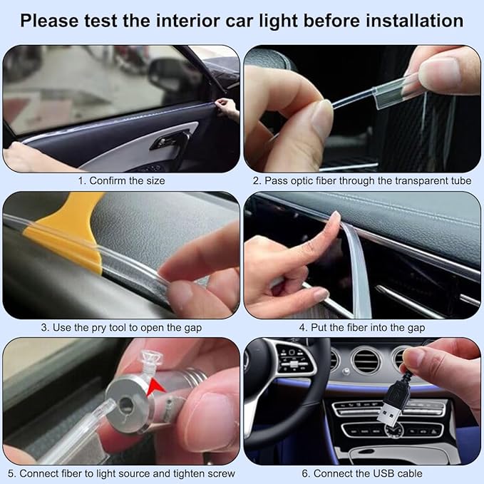 Interior Car Lights with Wireless APP and Remote Control, 5 in 1 RGB Ambient Lighting Kit with 236 inches Fiber Optic, 16 Million Colors Car Neon Strip with Music Mode