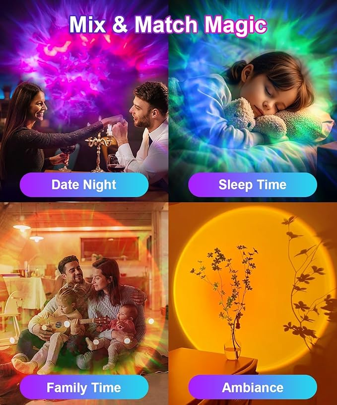 Galaxy Projector,Galaxy Projector for Bedroom Decor,Sunset Lamp Projection with Timer and Remote Control 55 Lighting Modes, Night Light Projector for Adults, Bedroom, Living Room and Home Theater