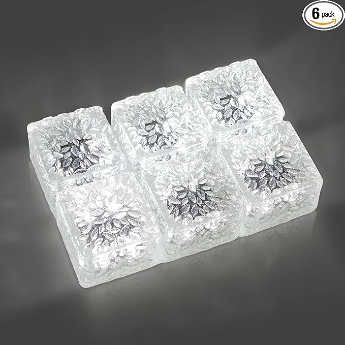 6 Pack Solar Brick Lights Landscape Path Light Garden Decoration Yard Paver Road Lighting Recessed Paver for Garden, Pathway, Patio, Walkway Decor