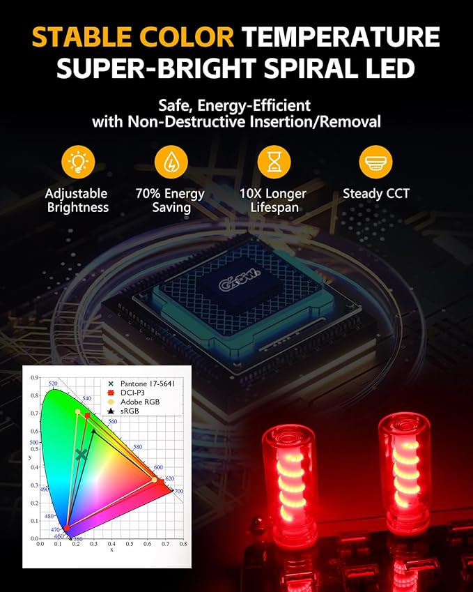 2PCS USB Lights for Car, Touch Adjustment Lights, Plug in USB Car Interior Ambient Light, Mini Spiral LED USB Night Light for Camping, Holiday Decoration, Party, Bedroom (Red)