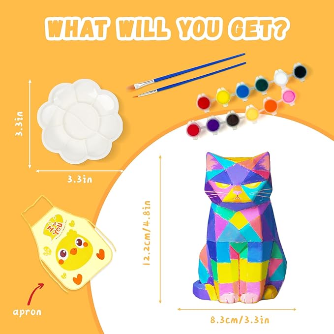 Paint Your Own Cat Lamp Kit, Arts and Crafts for Kids Ages 8-12, Arts and Crafts for Kids 4-6, DIY Sitting Cat Night Light Gifts for Girls, Art Supplies for Teens Girls Boys Birthday Ages 3 4 5 6 7 8+