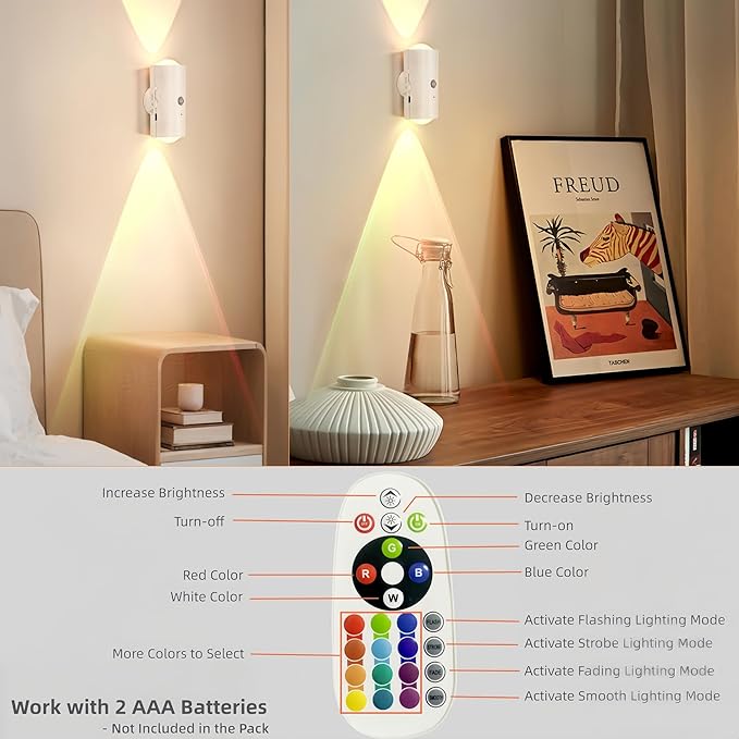 4 Pack Rechargeable Dynamic RGB LED Wall Lamp, Motion-Sensing Step Lights with Remote Control, 1200mAh Battery, Dimmable, Magnetic Mount for Staircase, Hallway, Bedroom, Kitchen, Bar