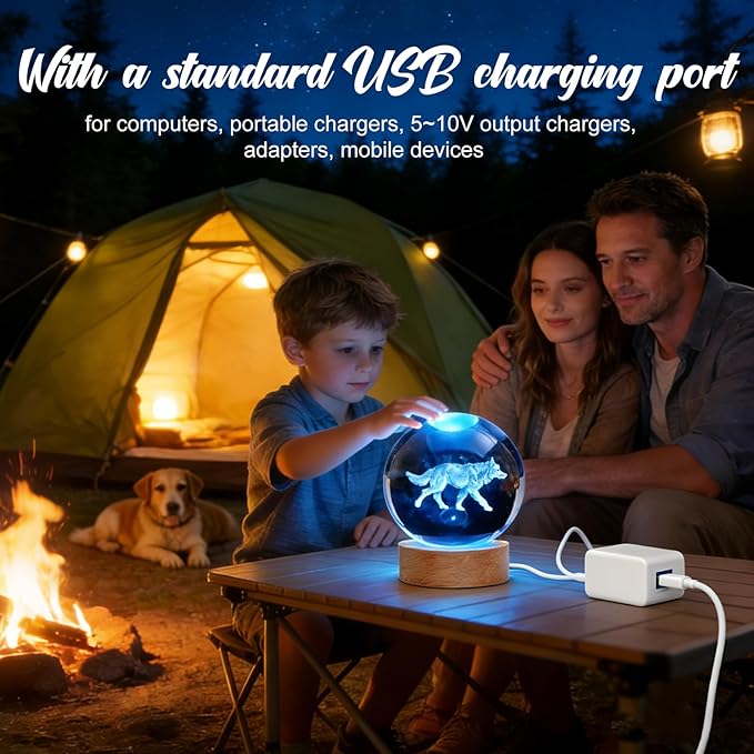 Wolf Night Light, 3D Crystal Ball Lamp with 16 LED Color Changing & Remote, 3.15 Inch Unique Desk Decor, Gift for Men/Kids, Birthday Christmas Home Room Decoration, Wolf Lamp