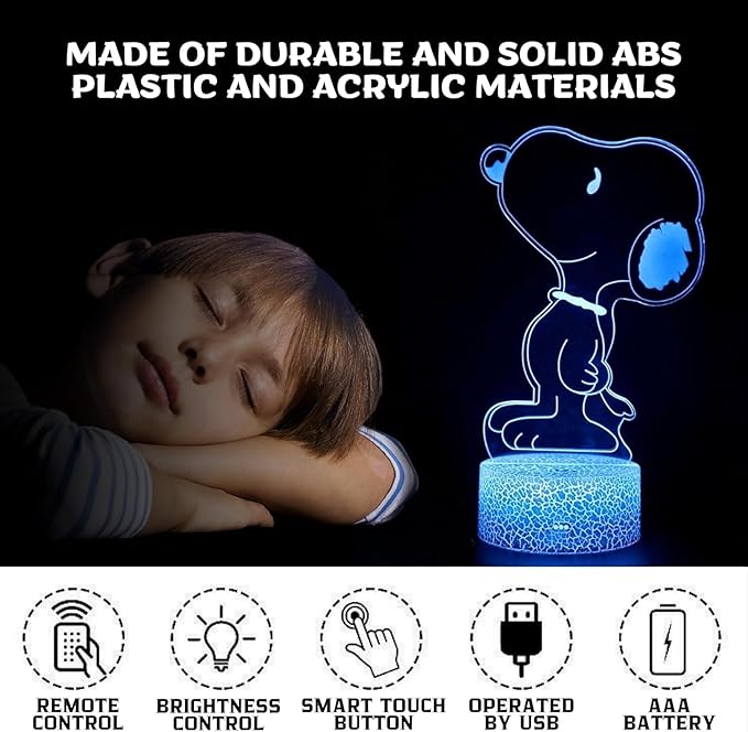 Kids LED Lamp for Bedroom with Remote – 3D Illusion Dog Night Light USB Desk Lamp with ABS Base, Color Changing Night Light 16 Colors Acrylic Panel Soft Glow Table Lamp for Boys Room Décor