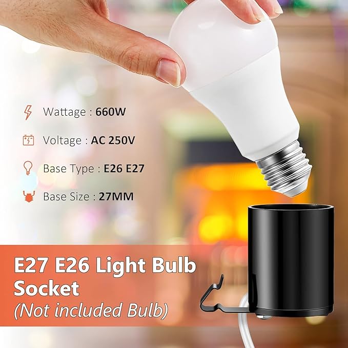 Meonum 2 Set Blow Mold Light Kit Replacement, E27 E26 Single Light Cord Kit with Switch Fuse Plug, for Indoor Outdoor Halloween Christmas Village House Craft Decorations and Salt Lamp