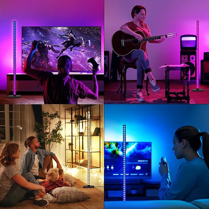 AKEPO Floor Light Smart RGBIC Music Melody Corner Floor Lamp, APP/Remote/Voice Control Dimmable Rhythm Pickup Light for Game Room, Bar, TV, Bedroom, Party (Compatible with Alexa & Google Assistant)