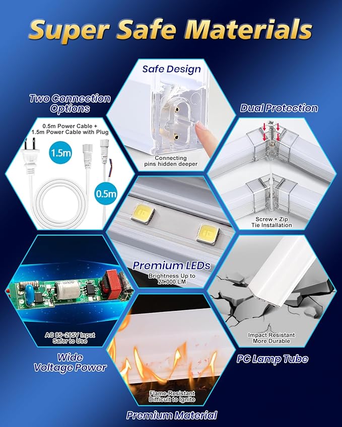 Hexagon Garage Lights,14 Grids LED Hexagon Light,456W 50160LM 7000K Honeycomb Lights for Garage,Car Detailing Shop, Basement,Warehouse