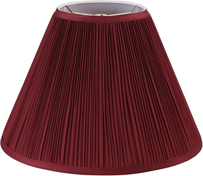 Aspen Creative 33169, Mushroom Pleated Traditional Rich Red Spider Lamp Shade, 6-1/2" Top x 15" Bottom x 11" Slant