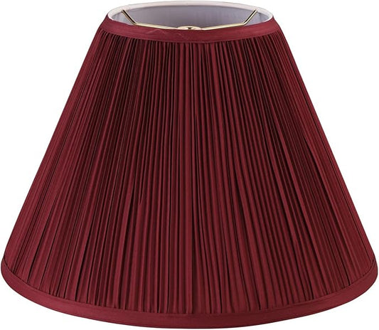 Aspen Creative 33169, Mushroom Pleated Traditional Rich Red Spider Lamp Shade, 6-1/2" Top x 15" Bottom x 11" Slant