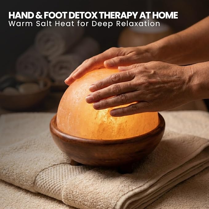 Himalayan Salt Lamp Dome Detox – Mini 7 Inch Diameter – Foot & Hand Detox – Natural Himalayan Salt Dome with Dimmer for Adjustable Heat – Wellness & Relaxation – Ideal for Home or Spa Use