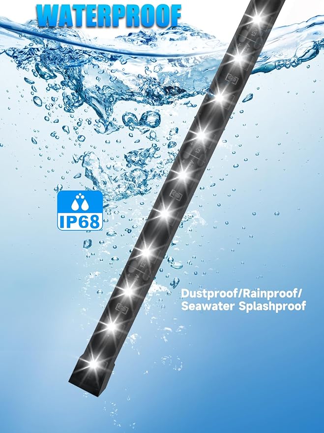 Led Light Strip Exterior Interior 24inch 5050 SMD Led Strip Light IP68 Waterproof Flexible Lights 12V for Car SUV Truck Marine Boat Golf Cart White Pack of 4
