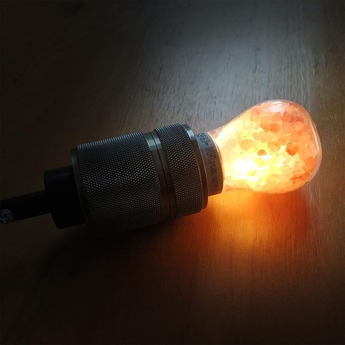 Himalayan Glow Salt LED Light Bulb, 60-Watt Equivalent, Dimmable, A19 Light Bulb, Warm Amber Glow, E26 Edison Light Bulb for Decor, Homes, Offices Kitchen - 2 Counts