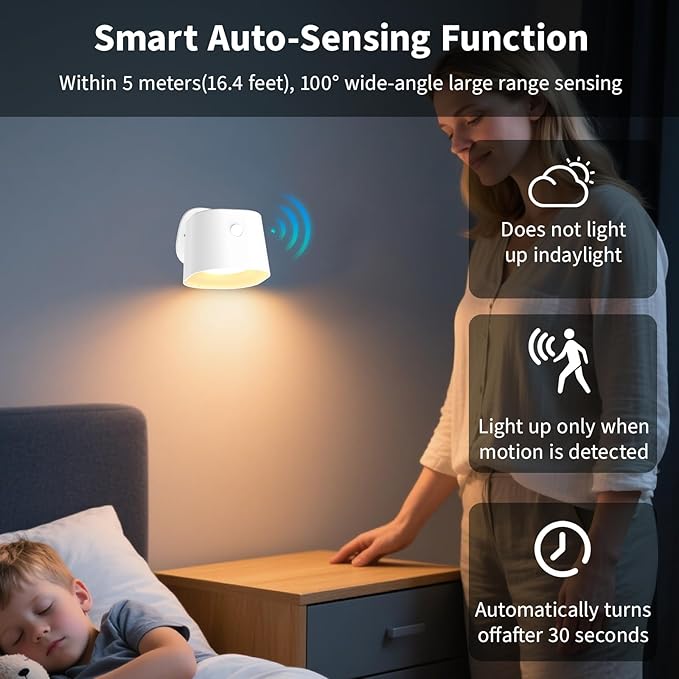 Motion Sensor Wall Light with Remote Control, 11 Lighting Mode & Dimmable Wireless Wall Sconces, 2200mAh Rechargeable Battery Operated Motion Sensor Light Indoor for Living Room Bedroom Hallway