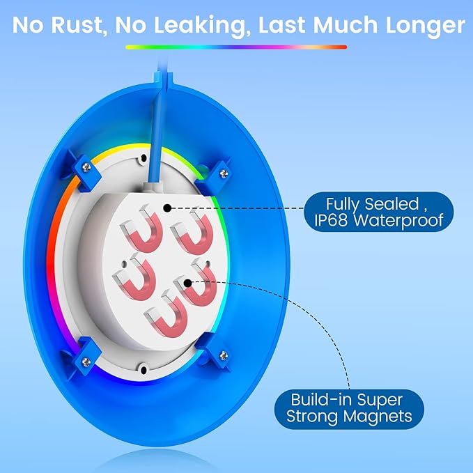 LyLmLe LED Pool Lights 40W Double Lights for Giant Pools, 12V APP Control Underwater Light with Magnet & Timer, 1600lm, IP68 Waterproof Submersible Light for Aboveground and Inground Pool