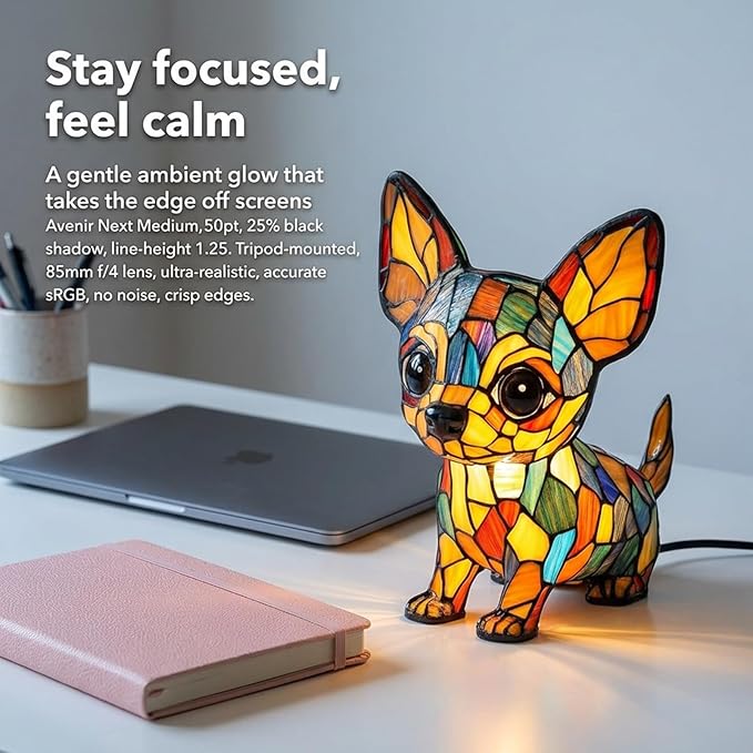 Rainbow Puppy Lamp Stained Glass Dog Night Light 3D Retro Stained Resin Rainbow Pup Lights Charge Powered Table Lamp Puppy Glow Lamps for Home Bedroom Desk (F)