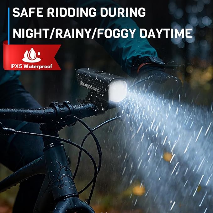 BUCKLOS 1000/1500/2000 Lumens Ultra Bright Bike Lights for Night Riding, Bicycle Headight with Auto-Dimming LED USB Rechargeable 7/5 Modes, IPX5 Waterproof Front Light,Long Battery Powered
