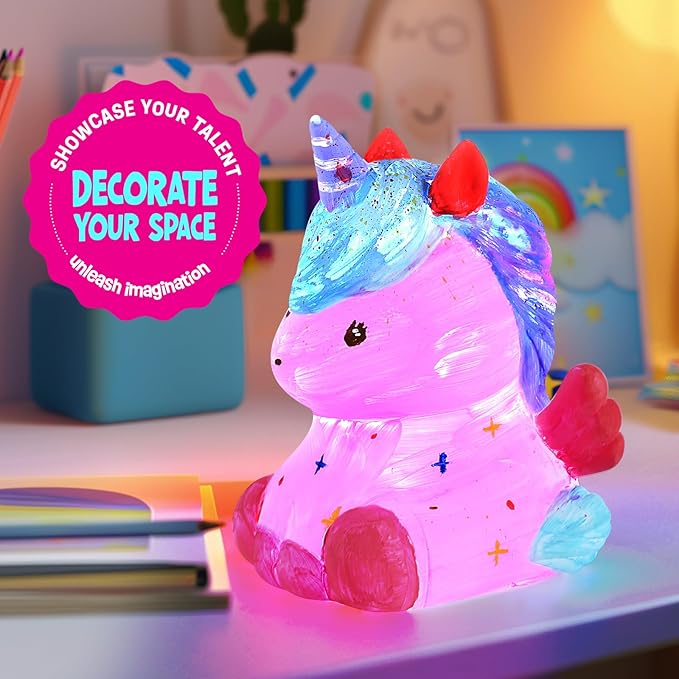 Paint Your Own Unicorn Lamp Kit, Art Supplies Unicorn Painting kit for Kids, Arts and Crafts for Kids Ages 6-12, Unicorn Toys Birthday Easter Gifts for Kids Girls Boys Ages 3 4 5 6 7 8 9 10 11 12+