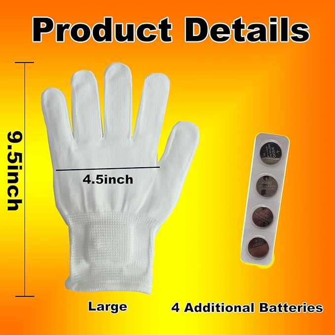 Led Light up Gloves Rainbow Easter Gifts for Kids and Adults Rave Light Glowing Gloves Cool Toys Stocking Stuffers Halloween Christmas Easter Birthday Parties(Large)