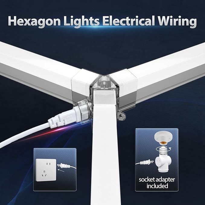 Hexagon Garage Lights: 322W 11 Grids Hexagon LED Lights - Easy Install 6500K Super Bright Honeycomb Lights Ceiling for Garage, Warehouse, Car Detailing Shop, Exhibition Hall, Gym