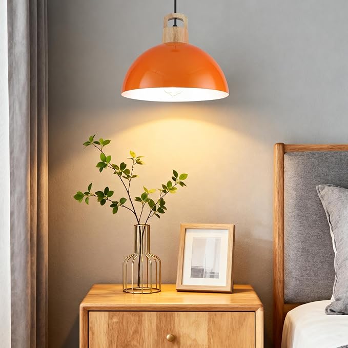 Modern Pendant Lights, 3 Packs 11.8inch Orange Pendant Light, Farmhouse Pendant Light, Kitchen Pendant Lighting, Pendant Lights Kitchen Island for Living Room, Bar, Bedroom, Office