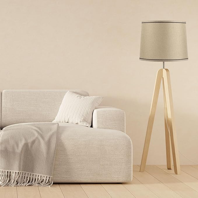 PATIKIL Lamp shades for Table Lamps 11.4" Top x 12.6" Bottom x 9.8" High Drum Lamp shades for Floor Lamps Medium Linen Lampshade Easy Assembly for Lamp Replacement, Beige Black