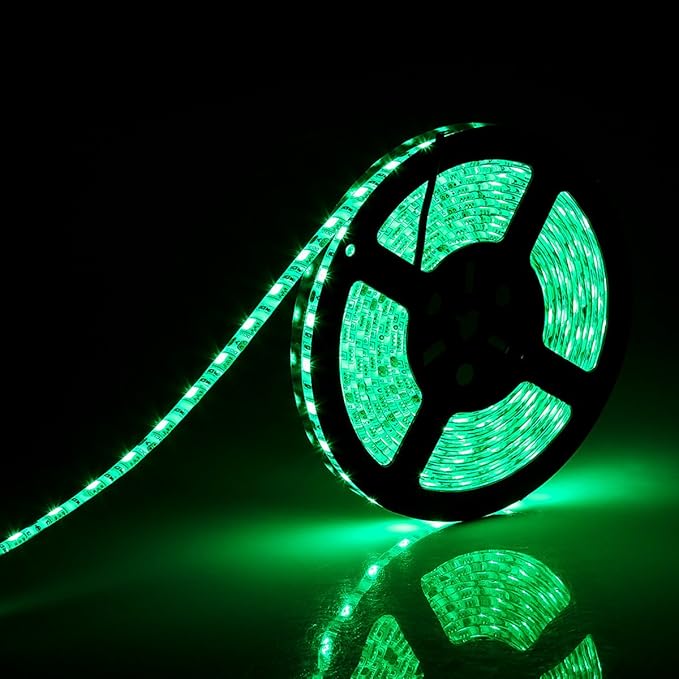SUPERNIGHT 16.4FT LED Strip Light, Waterproof 12V 60W Green Rope Lights, 300 LEDs 5050 Tape Lights for Bedroom, Kitchen, Mirror, Home Decoration