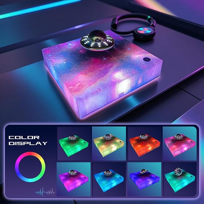 Magnetic Levitating UFO Lamp, Floating 360°Rotating RGB Galaxy Light Display, Cool Tech Gadgets Desk Decor for Office Home Esports Room, Amazing Gift for Men Girls