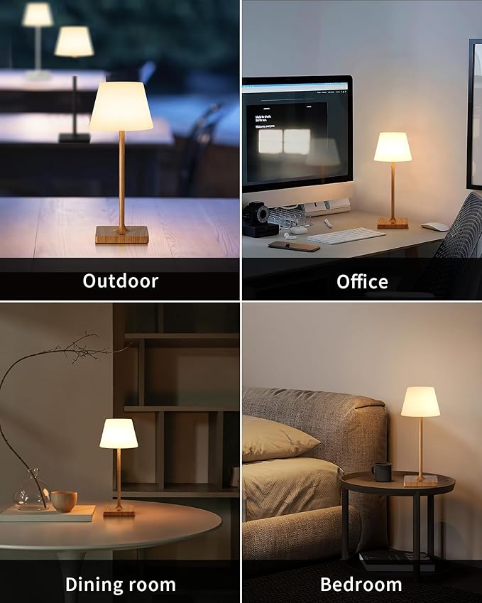 LED Cordless Table Lamp, 4000mAh Portable Rechargeable Battery Powered Dimmable Outdoor Waterproof Table Light, Touch Night Light for Bedroom, Bathroom, Restaurant, Garden 14.5"