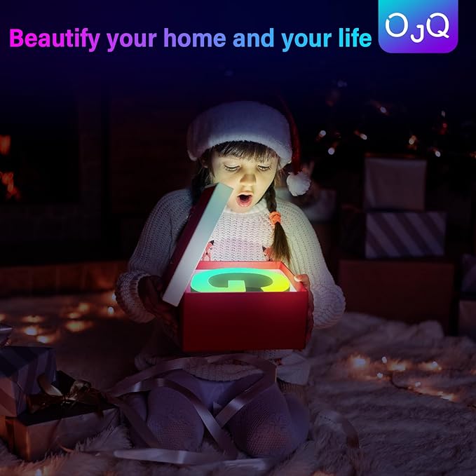 OJQ Light Up Letters LED Letter - Marquee Letters Room Decor Music Sync Color Change Colorful - Christmas Birthday Gifts for Girl Welcome Home Decorations Birthday Gift for Women Gifts for Teens