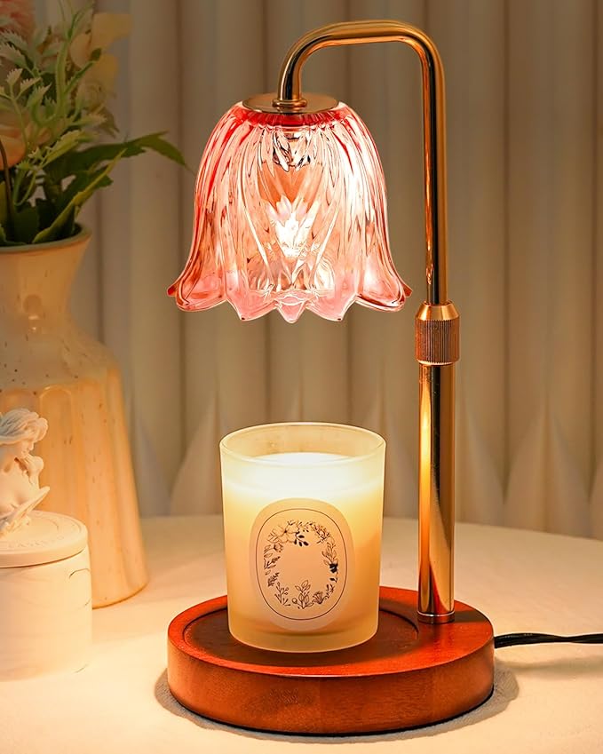 Flower Candle Warmer Lamp with Timer Dimmable,Candle Warming Lamp Height Adjustable,Candles Warmer Light for Jar Candles,Valentines Gifts for Her, Women, House Warming Gifts New Home Decor