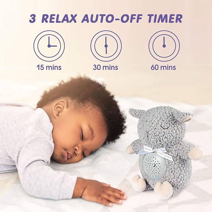 BEREST Baby Sleep Soother with Projector Night Light, Teddy Bear Sheep Musical Plush Toy with White Noise, Heartbeat, Shushing, Lullabies for Newborns, Boys & Girls Infants Shower Gift