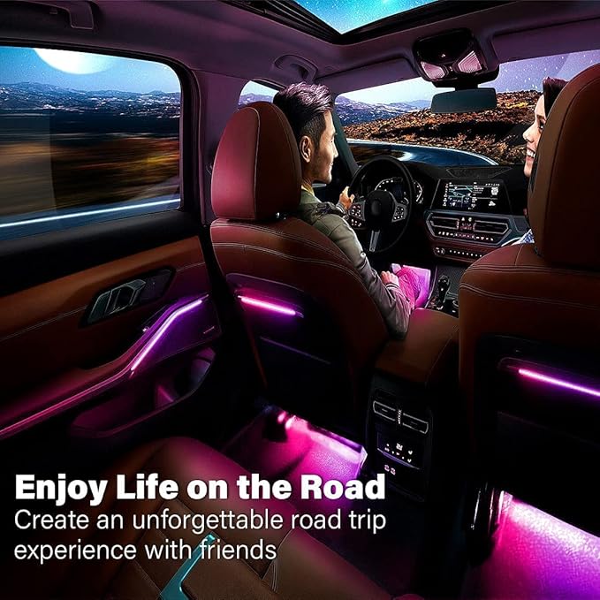 Car LED Strip Light, EJ's SUPER CAR 4pcs 36 LED Multi-Color Car Interior Lights Under Dash Lighting Waterproof Kit with Multi-Mode Change and Wireless Remote Control, Car Charger Included,DC 12V