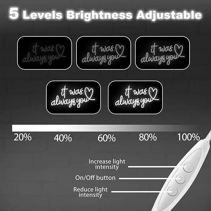 It Was Always You Neon Sign – Romantic LED Wall Light for Bedroom, Wedding, Proposal, Birthday Party, Anniversary or Bar Decor, 17″ × 9.2″ USB Powered Neon Light