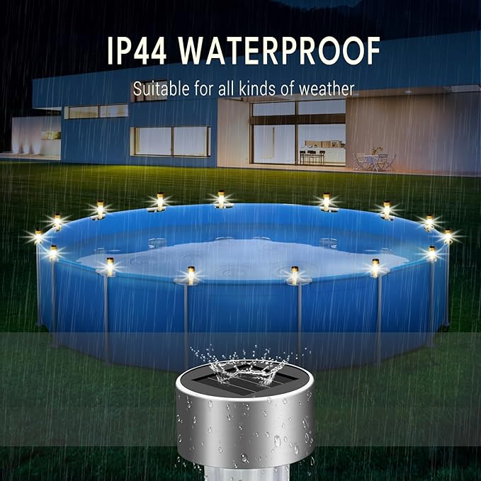 Pool Lights for Above Ground Pools, Pool Accessories for Frame Pool Decoration, Waterproof LED Solar Lights Warm Light at Night Lighting for Swimming Pools-6Pcs