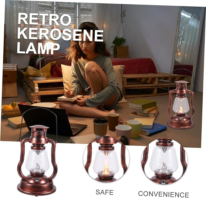 DOITOOL 1pc Creative Retro Kerosene Lamp Rechargeable Household Night Light for Home Decor Vintage Style Lantern for Festivals and Events for Ambient Lighting Setting