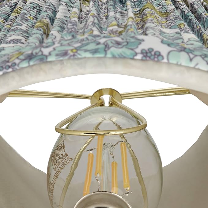 Springcrest Nelle Soft Blue and Green Floral Pleat Cottage Core Shade 3.5x6x5 (Clip-On) - Springcrest