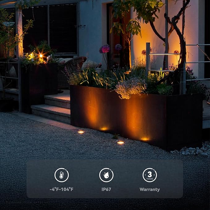 LEONLITE 3W 5CCT Well Lights Landscape LED In Ground, 12-24V AC/DC Low Voltage, CRI90 IP67 Inground Well Lights Outdoor, Black Aluminum Housing, Embedded Parts Included, Pack of 6