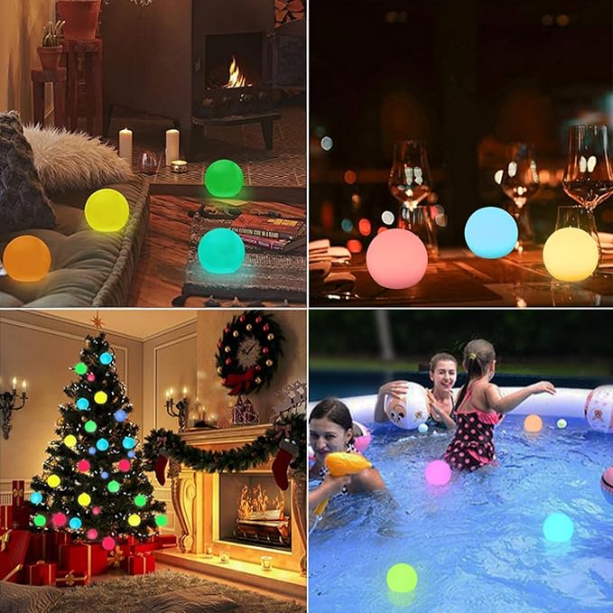 LED Ball Light,6-Inch Cordless Orb Light with Remote,16 Color Changing Night Light for Kids,Rechargeable Mood Lamp,IP68 Waterproof for Home,Party,Pool,Christmas Decor