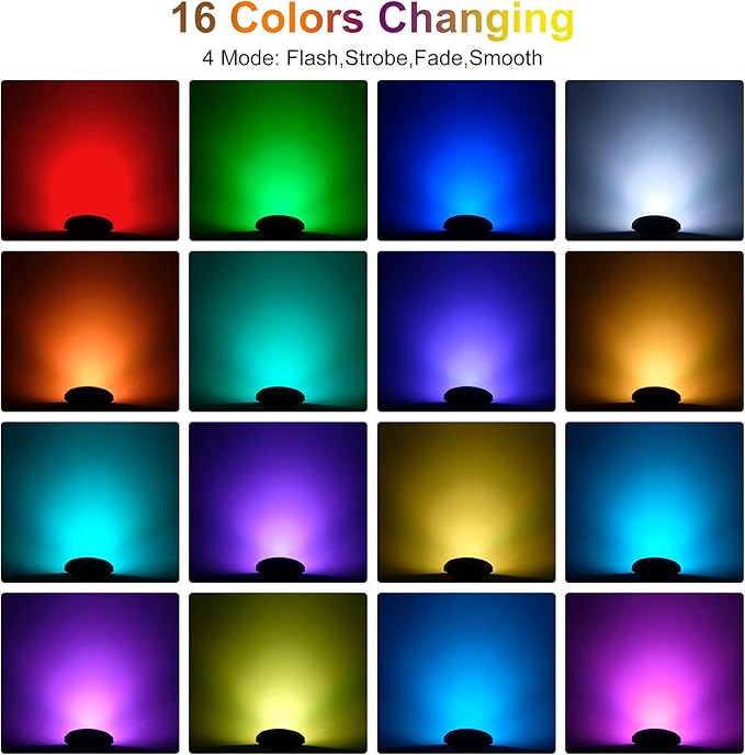 RGBW Pond Lights,18 LED Underwater Submersible Fountain Light, Remote Control IP68 Waterproof Color Changing Spotlights Lighting for Fish Aquarium Tank Garden Yard Pool(Set of 4)