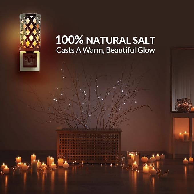 Himalayan Glow Vintage Style Salt Lamp Night Light with Pink Salt Chunks | 360 Degree Rotatable Wall Plug,Night Light & Decorative Light to Décor Your Home