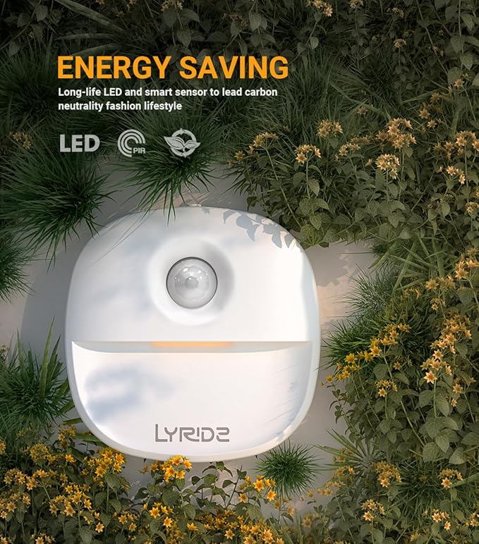 Lyridz Plug in Night Light with Motion Sensor and Dusk to Dawn Sensor, Dimmable Warm Nightlight with 1-50lm Adjustable Brightness Indoor for Bedroom, Bathroom, Stairs, Hallway, 2 Pack