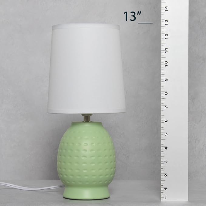Simple Designs LT1161-LIM 12.5" Chic Glow Petite Dimpled Ceramic Table Lamp, for Bedroom, Office, Living Room, Stylish Spaces, Lime Green