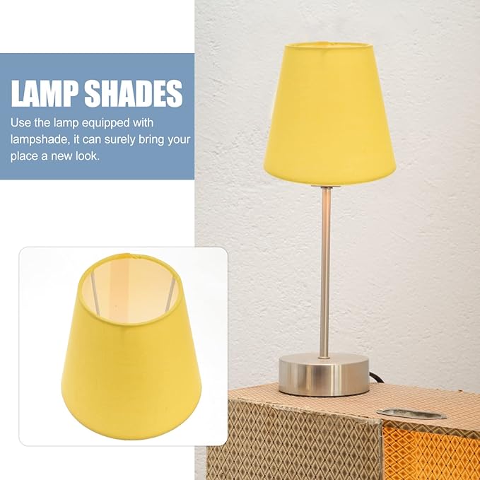 Lurrose Barrel Fabric Lampshade Cloth Lamp Shade Wall Lamp Covers Replacement Lamp Shade for Table Floor Pendant Lamp, Yellow