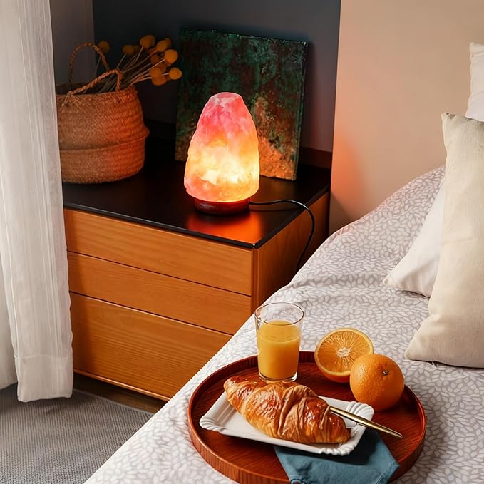 7-Color Himalayan Salt lamp，Wooden Base，Room Decor, Home Decor, Relaxation, Ambiance,Christmas、Birthday Gift for Kids