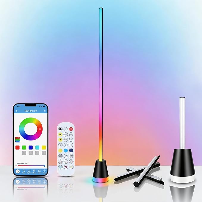 Name 56" RGBIC Floor Lamp, Bendable LED Corner Lamp with Music Sync, Memory Function Smart Standing Lamp for Living Room Bedroom, APP Remote Control Ambient Lighting
